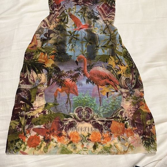 Jean Paul Gaultier s/s1999 Soleil Flamingo Cutout Sheer Mesh Mini Dress - Picture 7 of 8